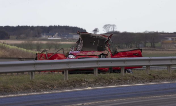 One of the vehicles involved in the crash