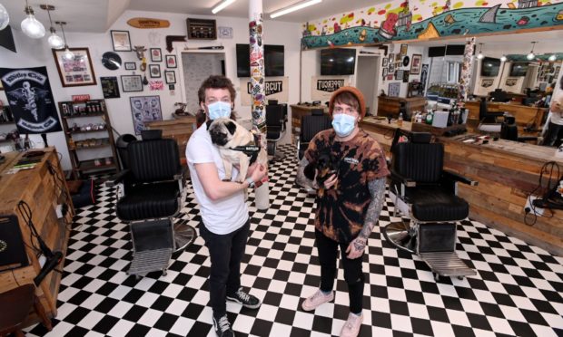 Pictured are Mark Reilly and Roo MacKinnon of Hometown Barbers.