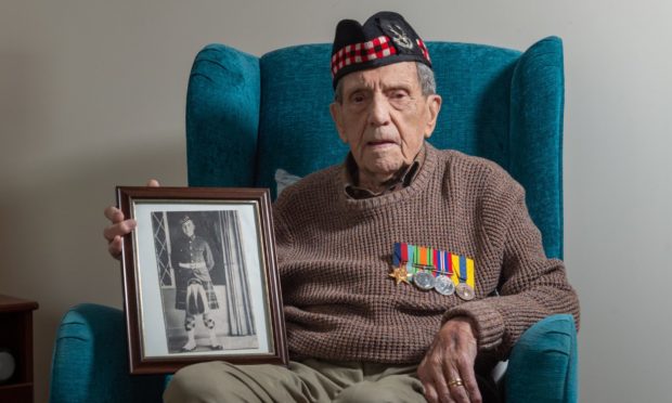 Donald Smith at his Forres home shortly before his 100th birthday.
