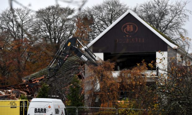 Demolition of the former Hilton Treetops Hotel in Aberdeen began in November