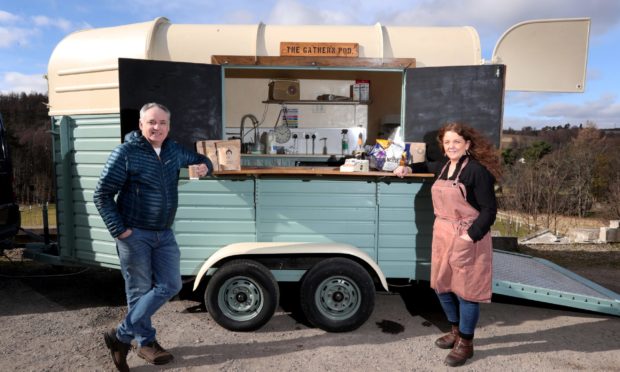Moray MSP Richard Lochhead and Sarah Nairn-Anderson, owner of The Gather'n Pod.