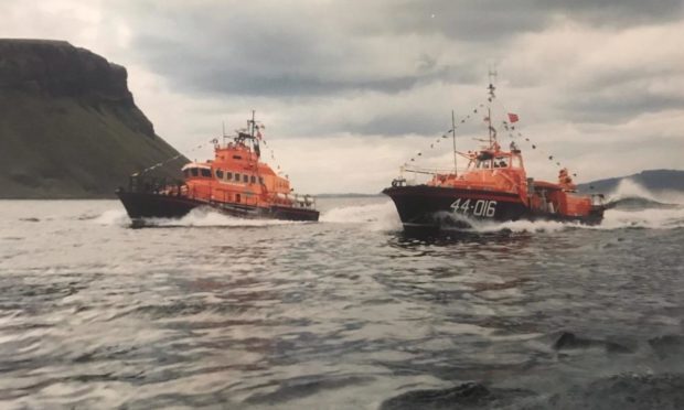 Portree Trent (left) and Waveney (right) lifeboats. Portree RNLI