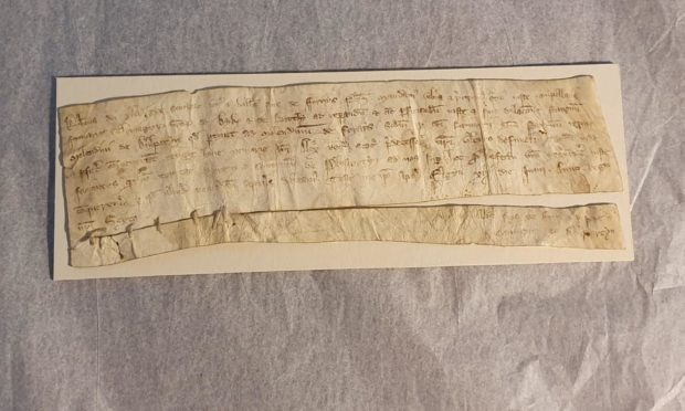 The letter reveals Scotland's king intervened in a dispute between Pluscarden's monks and their neighbours. Image supplied by Brodie Castle.