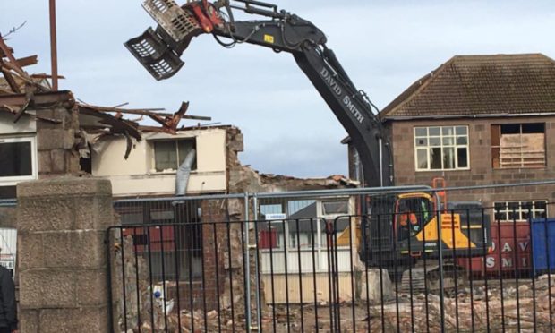 Demolition at the former Torry Academy, soon to be the site of a new community hub including a primary