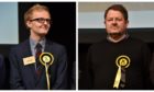 Aberdeenshire councillors Leigh Wilson, left, and Alastair Bews, right, when they were elected as SNP councillors in 2017. The pair have now joined the Alba party.