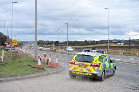 Police speed checking vehicles on the A90. Picture by Heather Fowlie