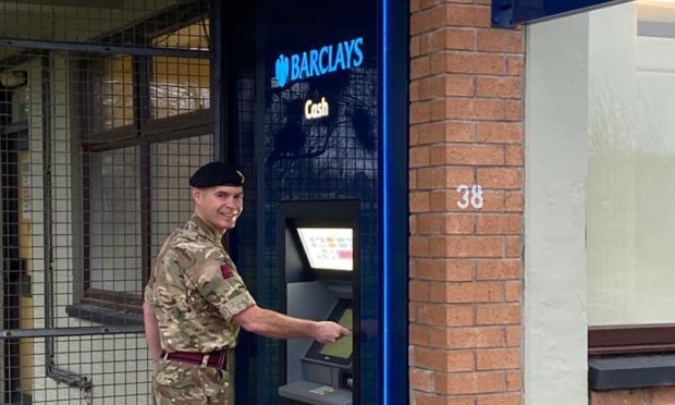 The new cash point is outside the perimeter fence at the guardhouse at Kinloss Barracks.