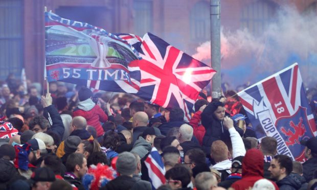 Rangers fans celebrated their title win at George Square earlier this month