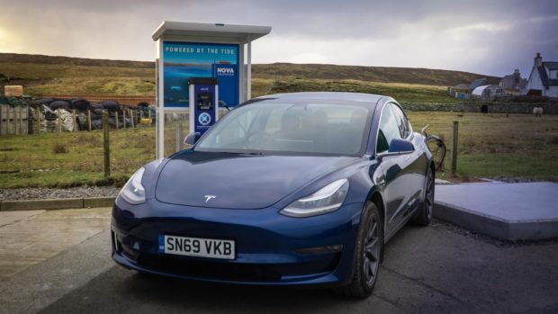 Tidal power charging a car