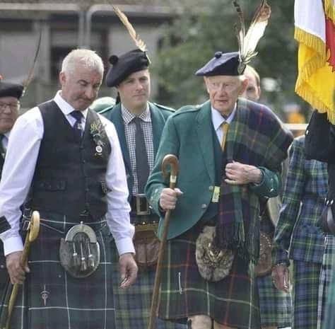 From left to right: John Sinclair, Ballater Highland Games Chairman, Philip Farquharson, the new chieftain as of 2021, and retiring chieftain, Captain Alwyne Farquharson.