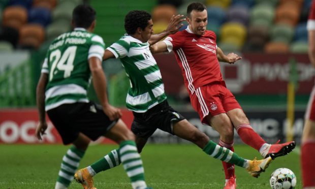 Aberdeen defender Andy Considine in action against Sporting Clube de Portugal in the Europa League.