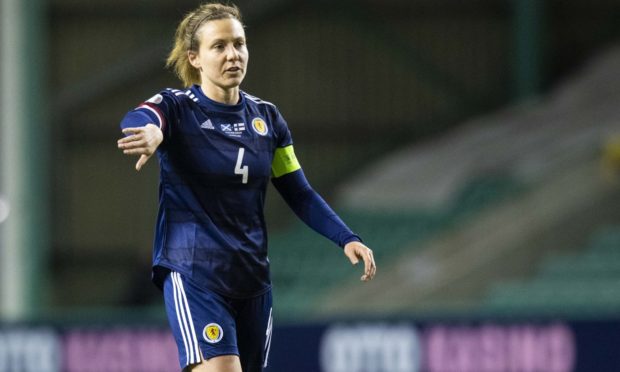 Rachel Corsie in action for Scotland.