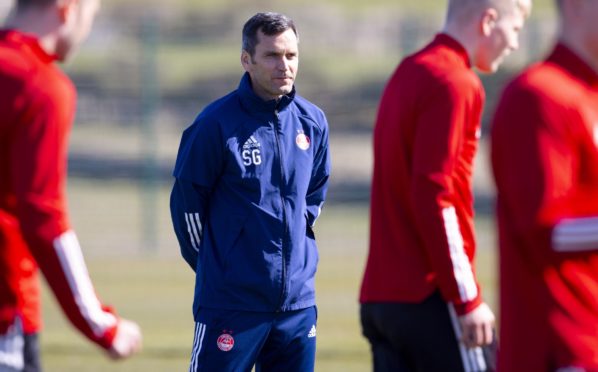 New Aberdeen manager Stephen Glass during a training session at Cormack Park.