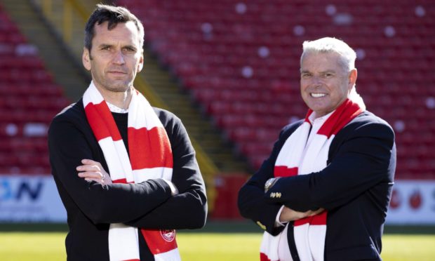 New Aberdeen manager Stephen Glass with chairman Dave Cormack.