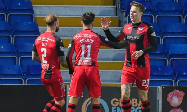 Lee Erwin (right), netted for St Mirren