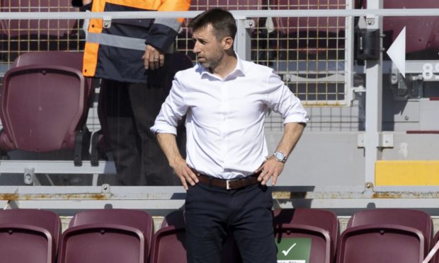 Neil McCann was sent to the stand against Hearts at Tynecastle.