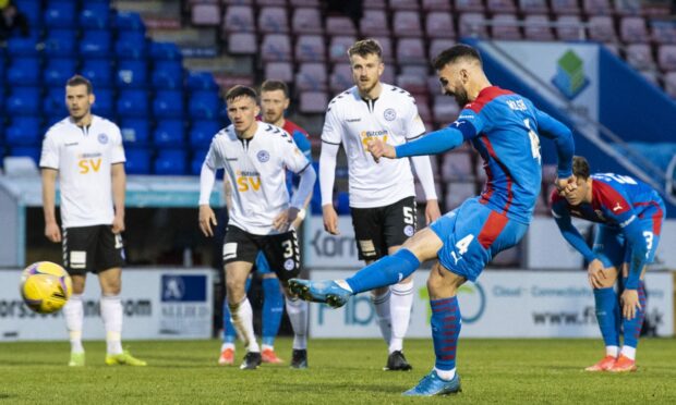Sean Welsh strokes home a Caley Thistle penalty in the 2-2 draw with Ayr United in April.