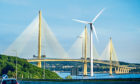 IMPRESSION: A giant wind turbine next to Queensferry Crossing.