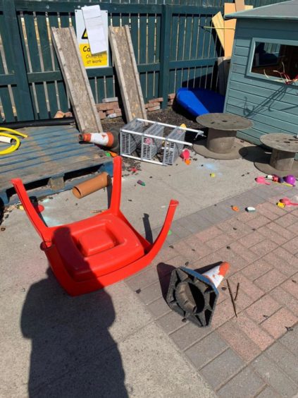Toys and games were left strewn outside the outdoor areas at Jack and Jill Nursery.