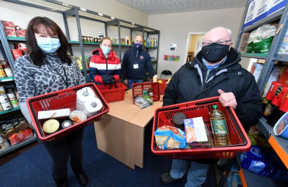 Fraserburgh Resilience Group volunteers (L-R): Karen Forsyth, Alison West, John Anderson and Bob Watt at the new community larder.