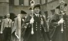 Sir Winston Churchill in the procession when he received the honorary degree of LL.D (Doctor of Laws of the University), at Aberdeen University in 1946.