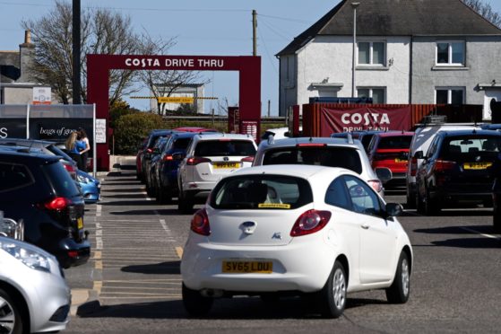 Long queues formed at Costa branches in Aberdeen.