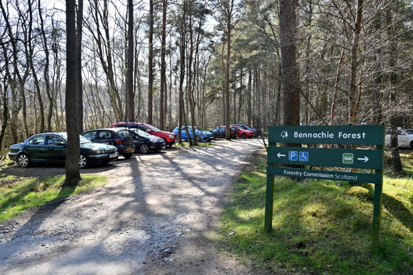 A busy car park at the Bennachie Visitor Centre.
Picture by Kenny Elrick
