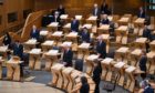 First Minister Nicola Sturgeon joins Scottish political party leaders as they take part in a motion of condolence for The Duke of Edinburgh at Scottish Parliament.