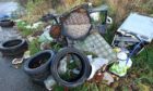 A mound of rubbish dumped on the outskirts of Elgin in July 2020.