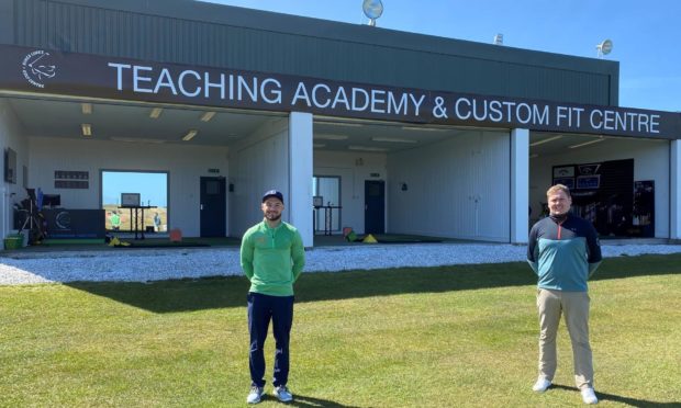 Head teaching professional at Kings Links Golf Centre Fraser Clarke (left) and new trainee professional Paul Shields.