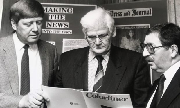 Former production editor at Aberdeen Journals, Frank Benzie (far right) has died aged 79