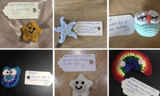 New Pitsligo villagers have been delighted to find the Random Acts of Crochet Kindness dotted around the village by an anonymous Good Samaritan. Supplied by Julie-Ann Whyte