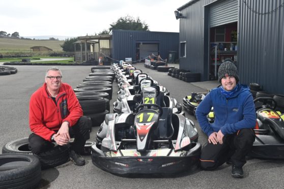 Walter Anderson and owner Andrew Smart at Elgin Kart Racing.