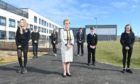 Head Teacher Janice Simpson is pictured with pupils from S2 through to S6 at the New Lossiemouth High School.