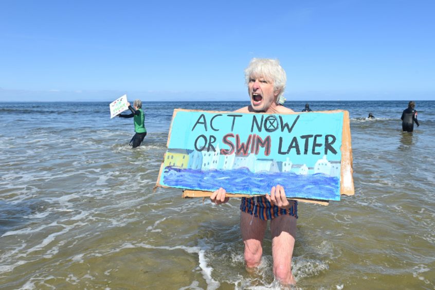 The protest has warned of increasing water levels.