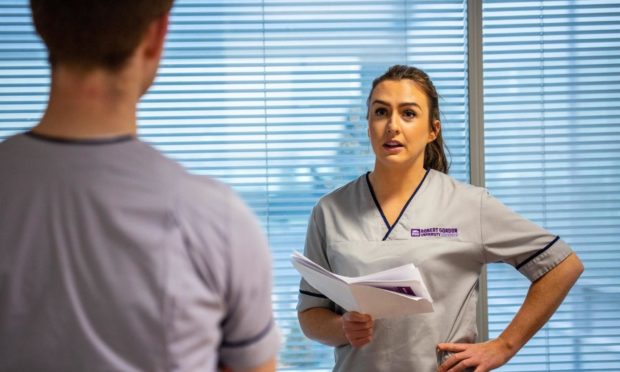 Nursing students at RGU, pictured training in 2019 before the Covid-19 pandemic.