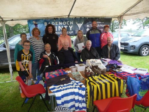 Badenoch Shinty Memories group at an event before the pandemic