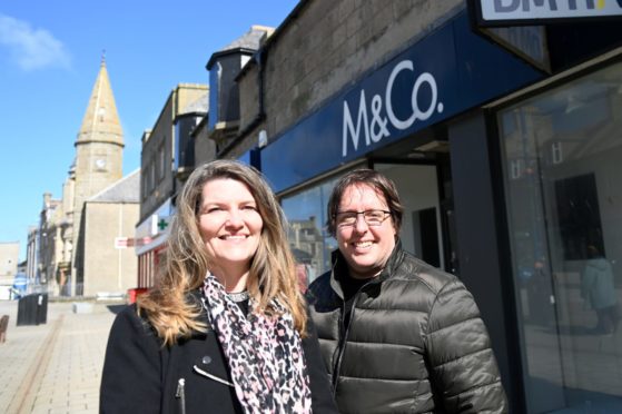 Stella's Voice European director Mark Morgan and finance manager Sharon Morgan pictured outside the Fraserburgh shop last year. Image: