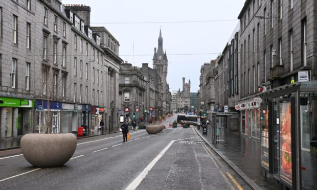 Union Street, at the heart of the Bid in Aberdeen, during increased Covid restrictions in February