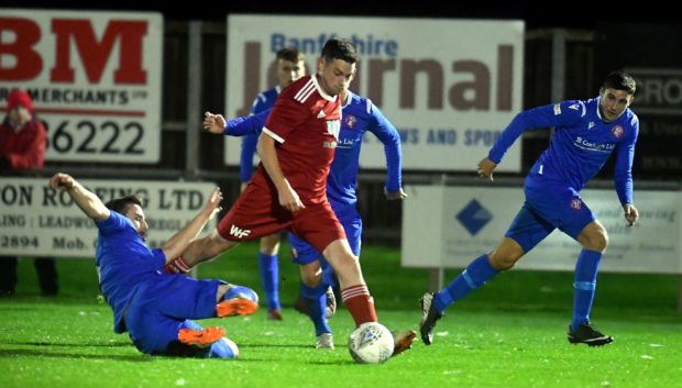 Colin Charlesworth in action for Deveronvale against Spartans in the Scottish Cup.