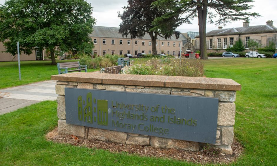 Signage outside the University of the Highlands and Islands' Moray College