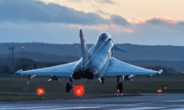 A Typhoon taking off from RAF Lossiemouth.