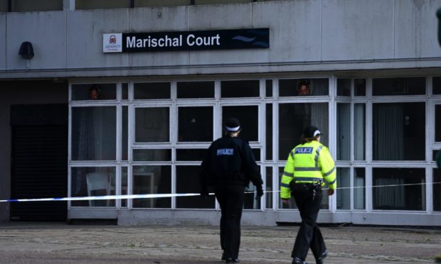 Police at Marischal Court, Aberdeen.

Picture by Scott Baxter    02/04/2021