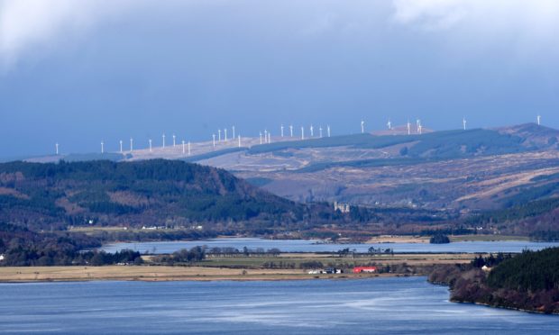 Windfarms above Rosehall dominate the Kyle of Sutherland