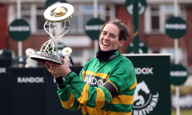 Jockey Rachael Blackmore won the Randox Grand National Handicap Chase trophy.