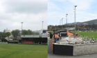 Before and after pics of the old boardroom at Rothes Football Club.