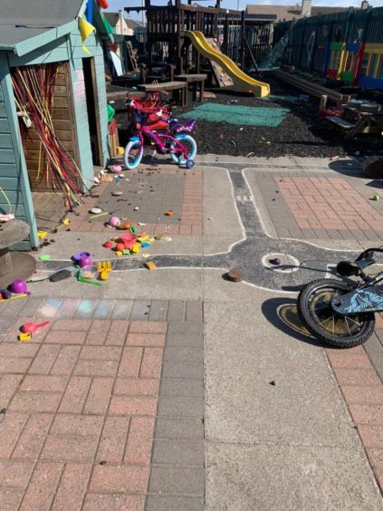 Toys and games were left strewn outside the outdoor areas at Jack and Jill Nursery.