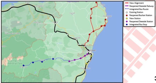 The Campaign for North-East Rail has unveiled its plans for new rail links in Aberdeenshire