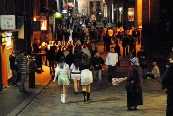 Aberdeen has been awarded the purple flag for its night-time economy and safety. Pictured is Belmont Street in pre-Covid times