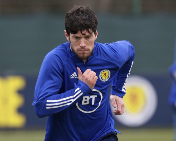 Scotland's Scott McKenna during a Scotland training session.